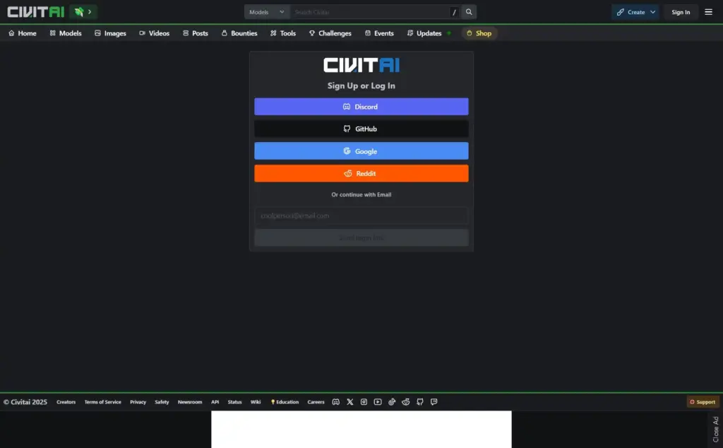 Civitai アカウント登録