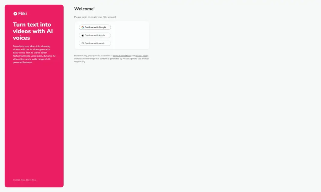 Fliki公式サイトにアクセス