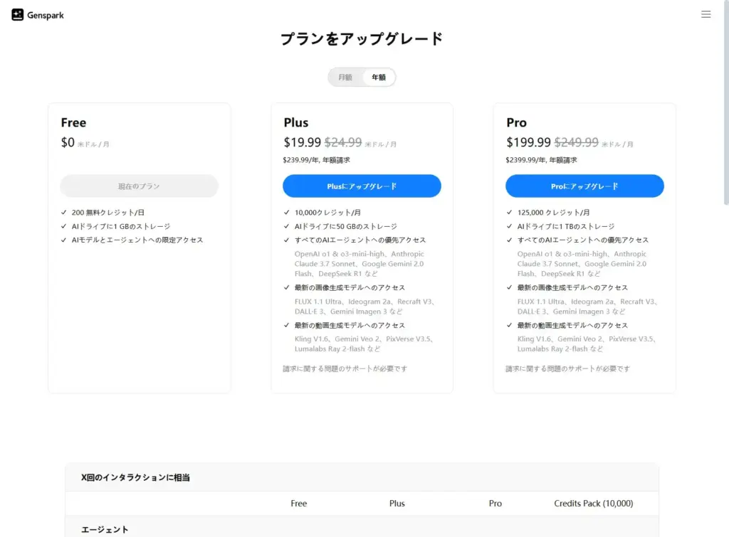 Genspark料金プラン