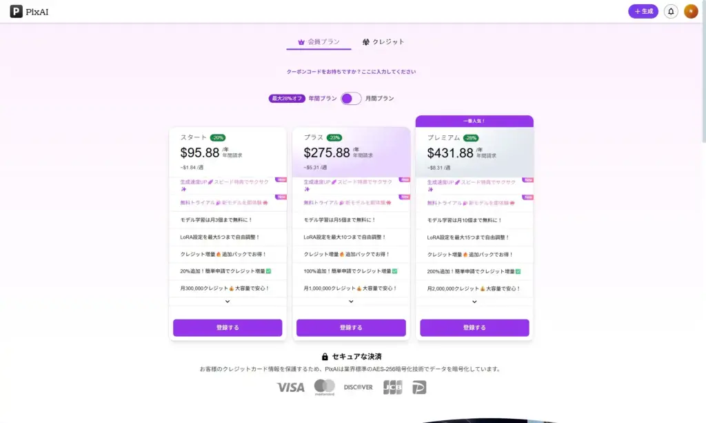 PixAI料金プラン