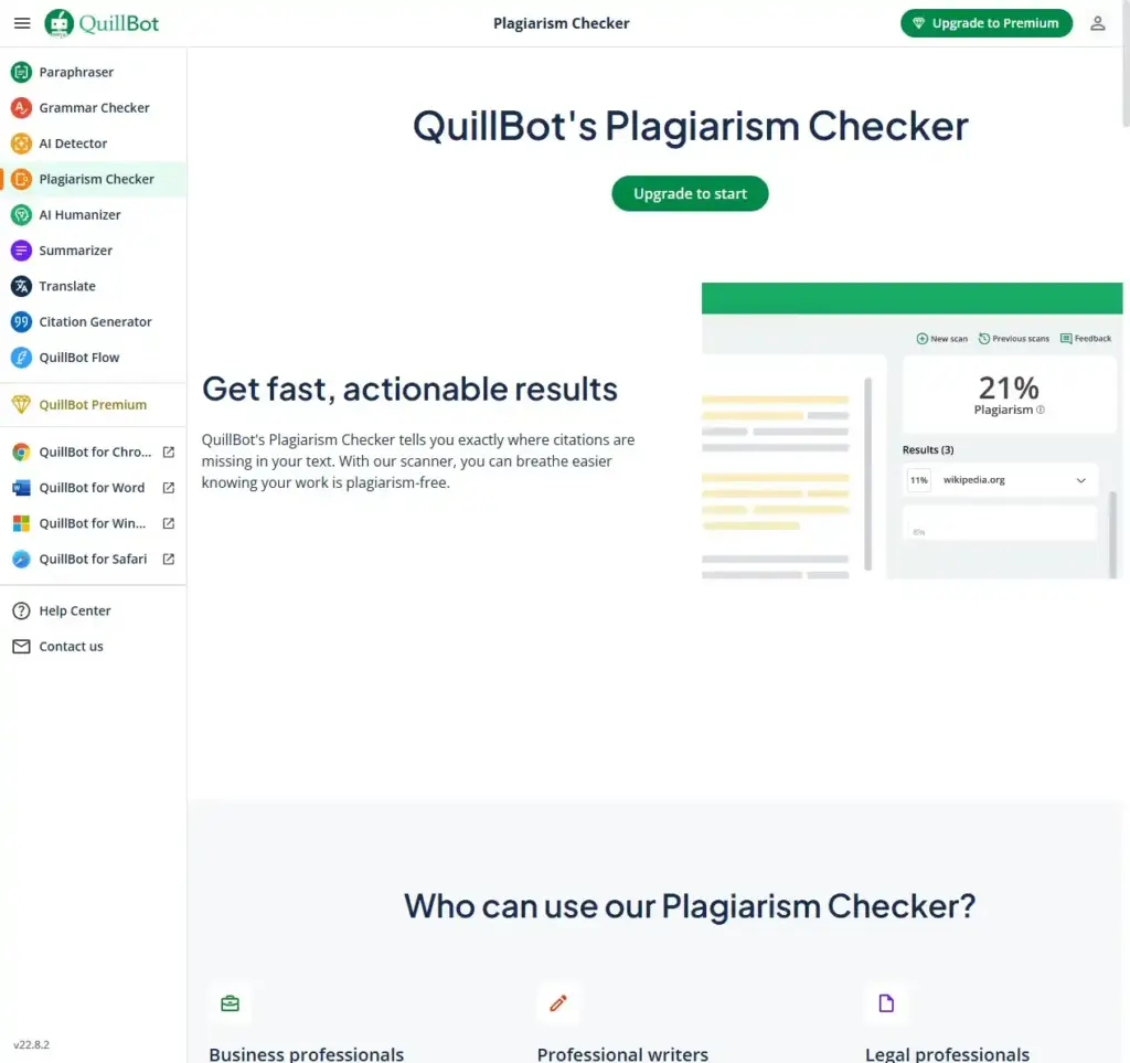 QuillBot Plagiarism Checker