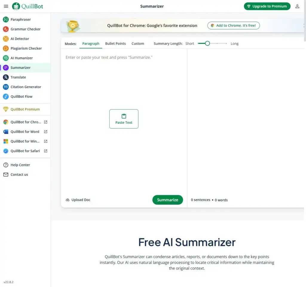 QuillBot Summarizer