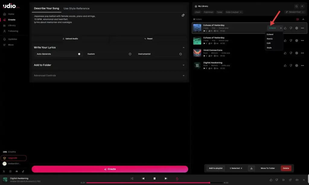 Udio楽曲操作
