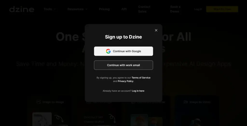 Dzineのアカウント登録