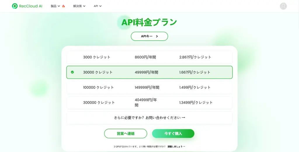 RecCloud API料金プラン