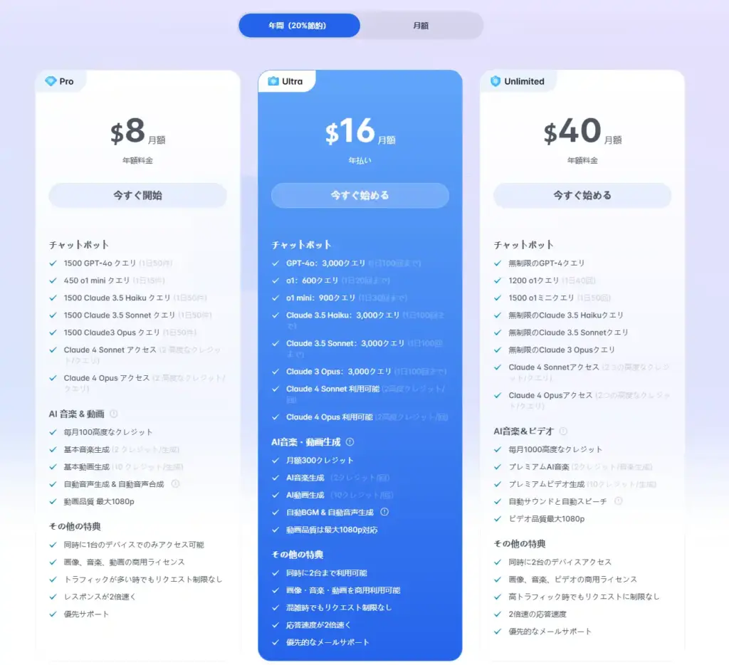 YesChatの料金プラン