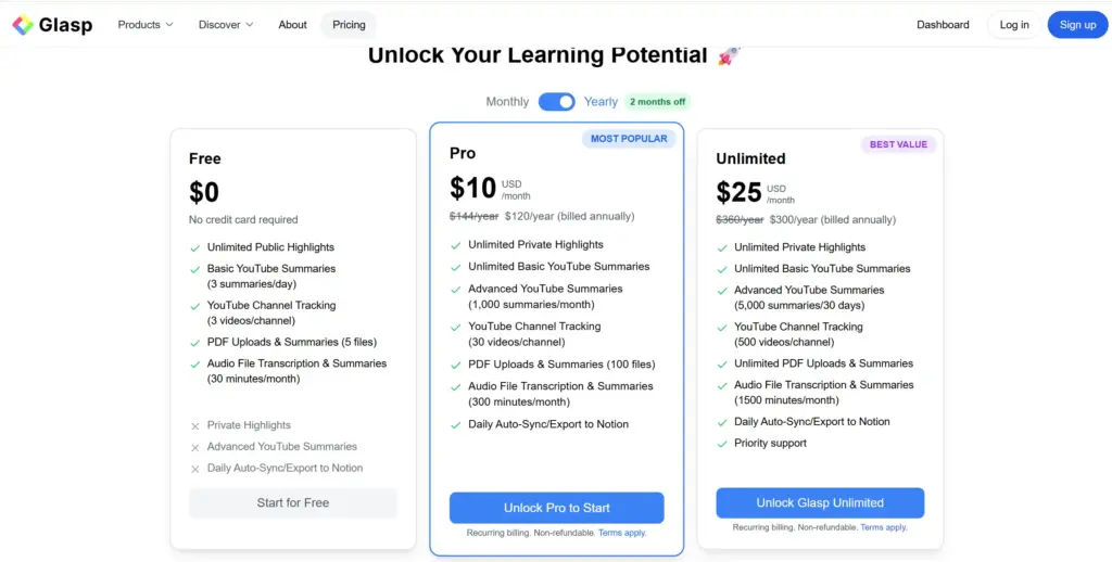 Glaspの料金プラン