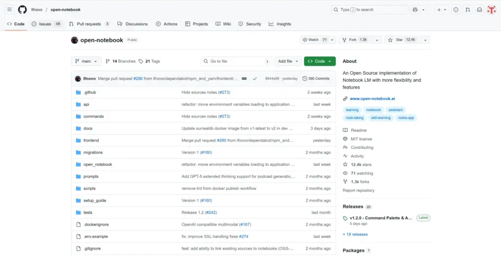 Open Notebook - GitHubリポジトリ