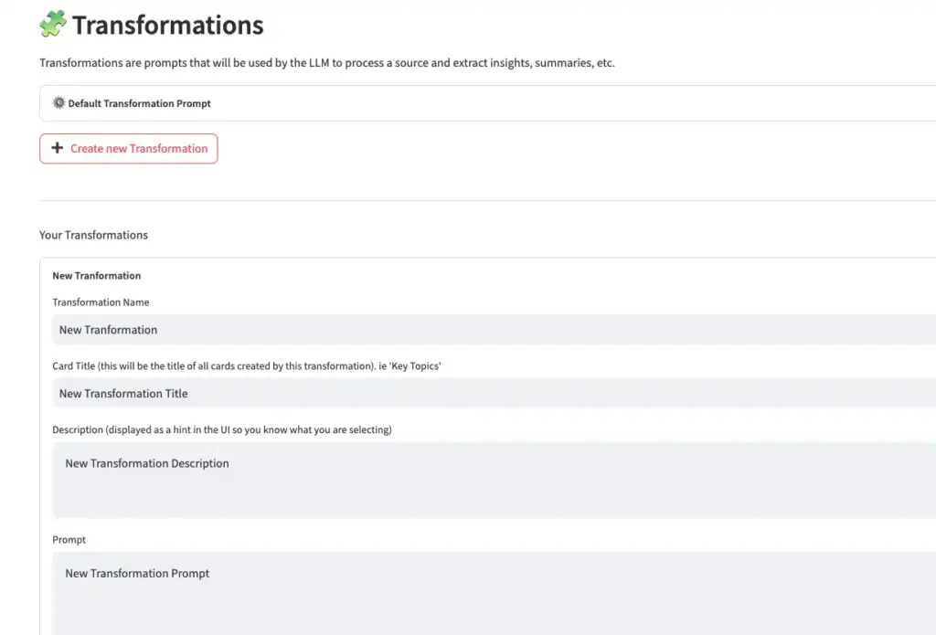 Open Notebook - 「Transformations」機能