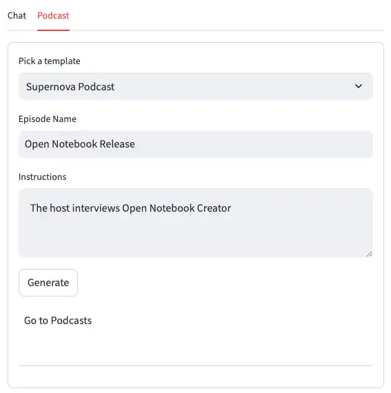 Open Notebook - ポッドキャスト生成